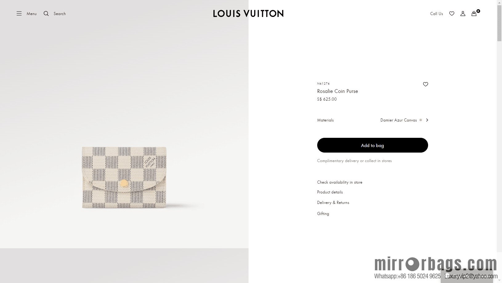 LV ROSALIE zero wallet N61276 Premium