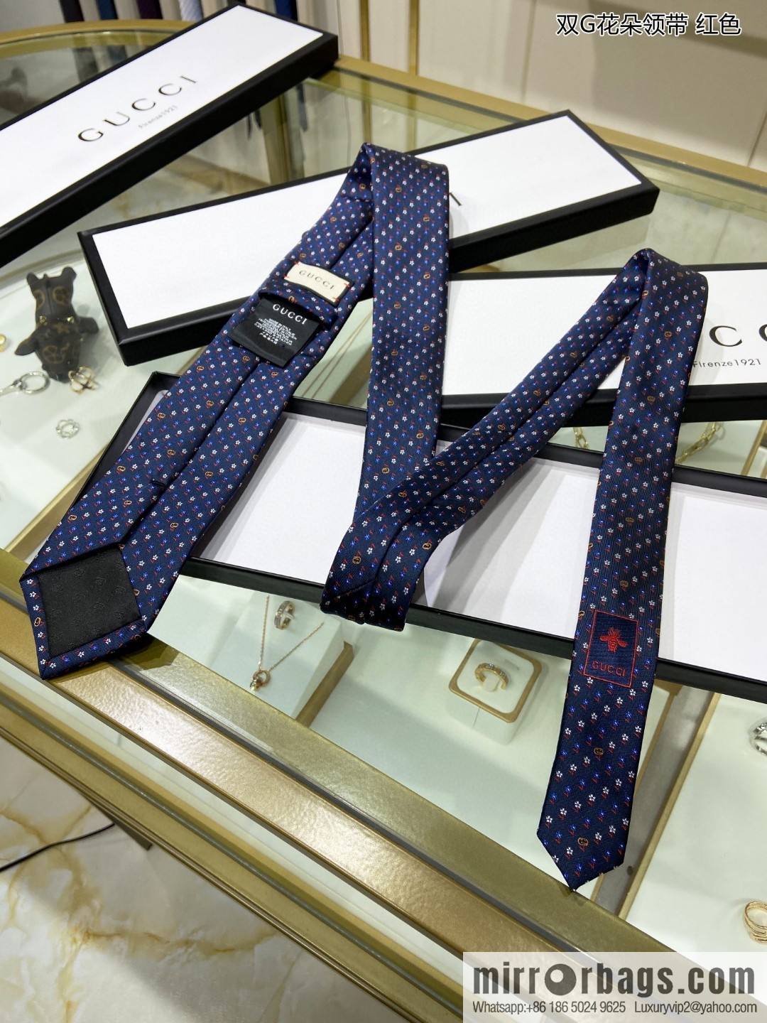 GUCCI Gucci 100% Top Jacquard Silk Double G Flower Tie