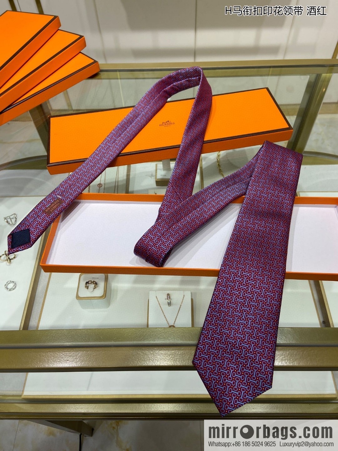 Hermes Hermes H Buckle Printed 100% Top Twill Silk Tie