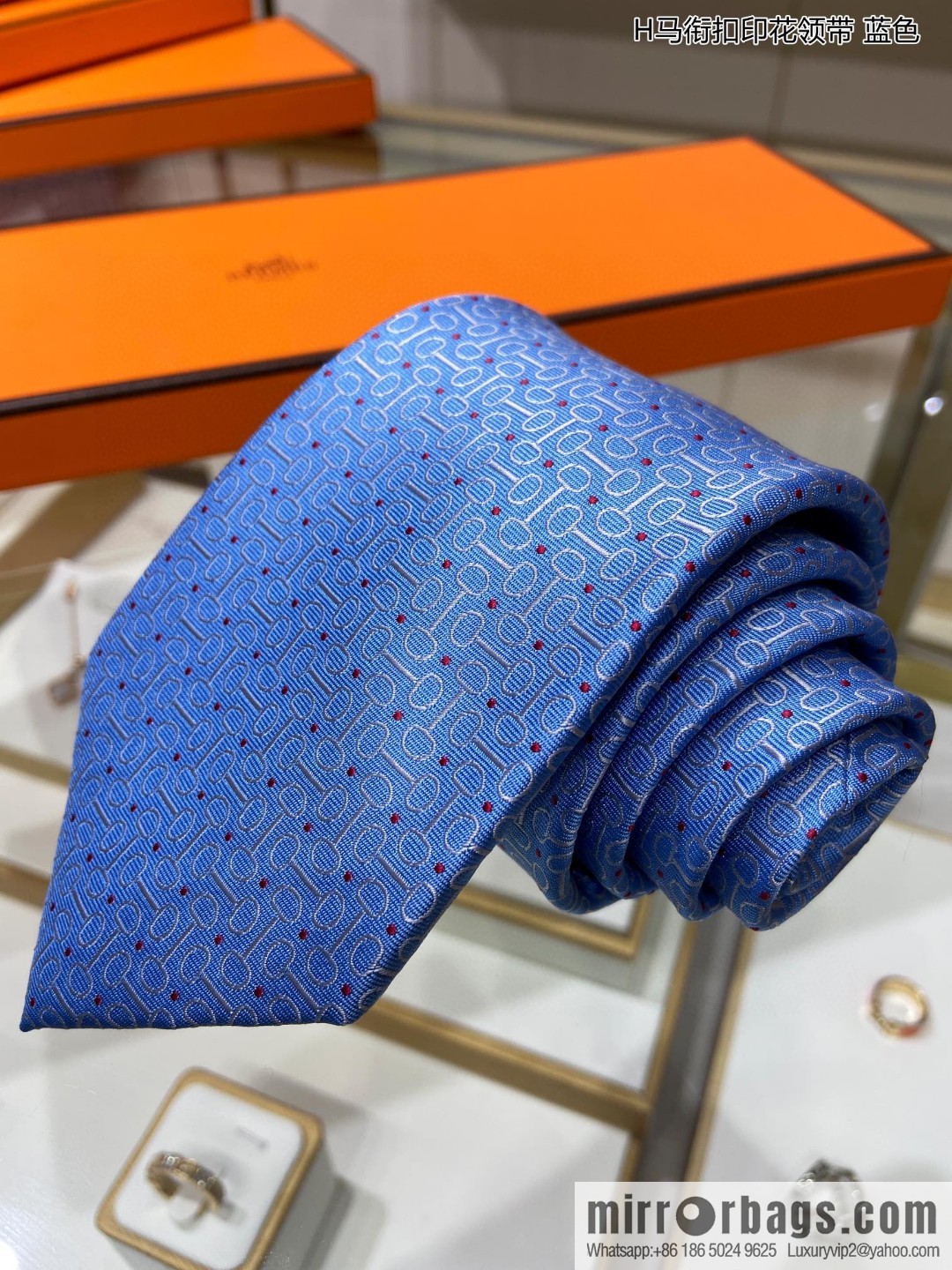 Hermes Hermes H Buckle Printed 100% Top Twill Silk Tie