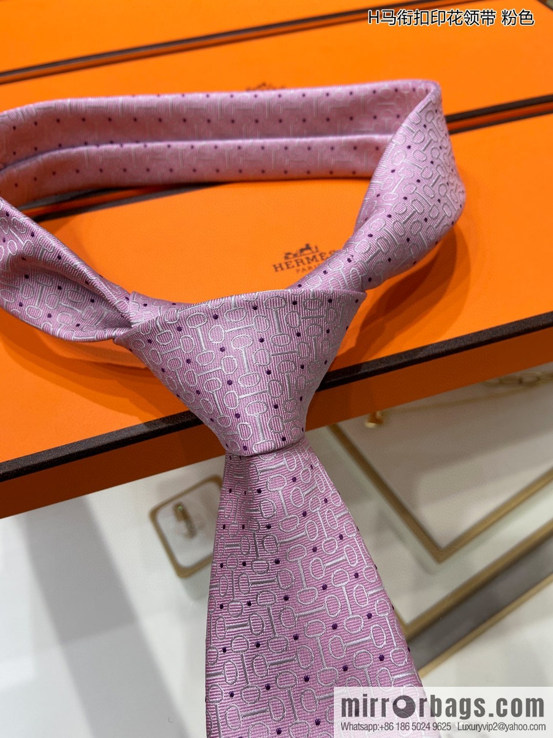 Hermes Hermes H Buckle Printed 100% Top Twill Silk Tie