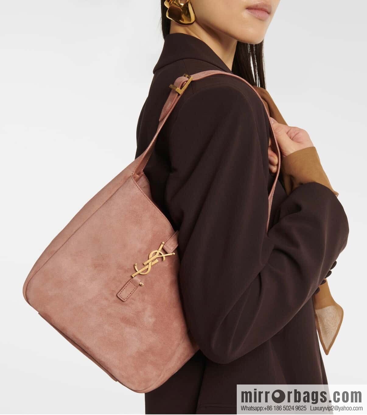 YSL 🆕 pink suede 𝗛𝗼𝗯𝗼 𝗟𝗘 𝟱𝗔𝟳 armpit bag 713938