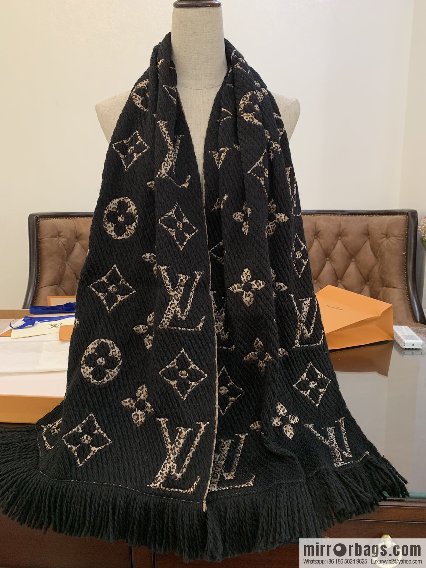 LV Louis Vuitton wool organza blended scarf M75884