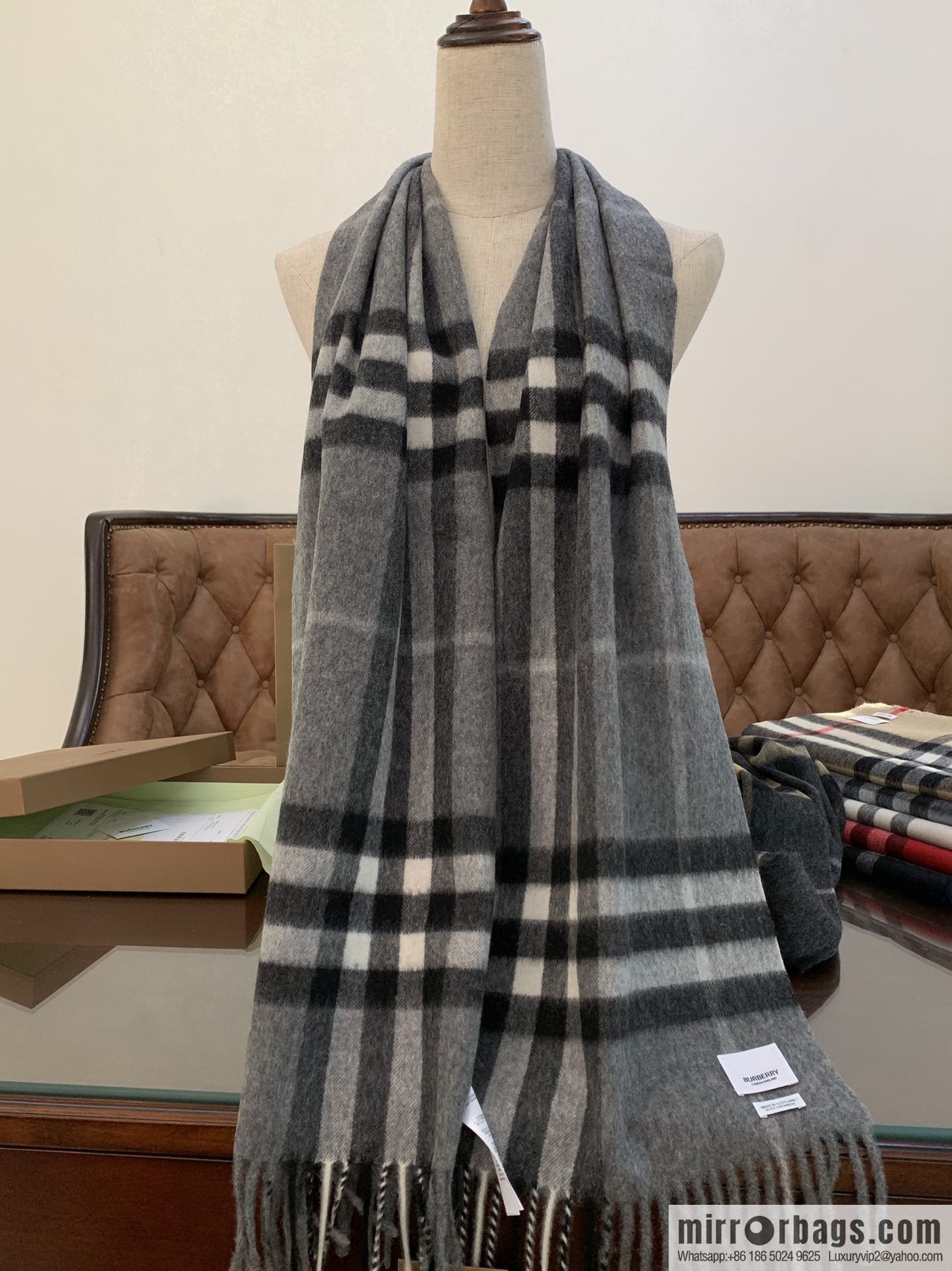 Burberry Classic Plaid 100% Cashmere Scarf