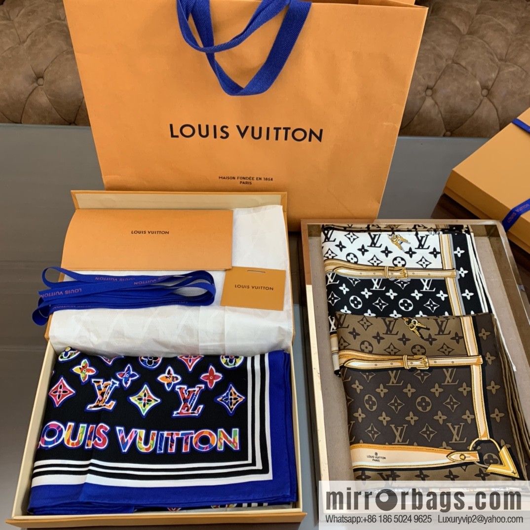 LV Louis Vuitton graffiti style Pop print ABC Monogram silk square scarf M76126