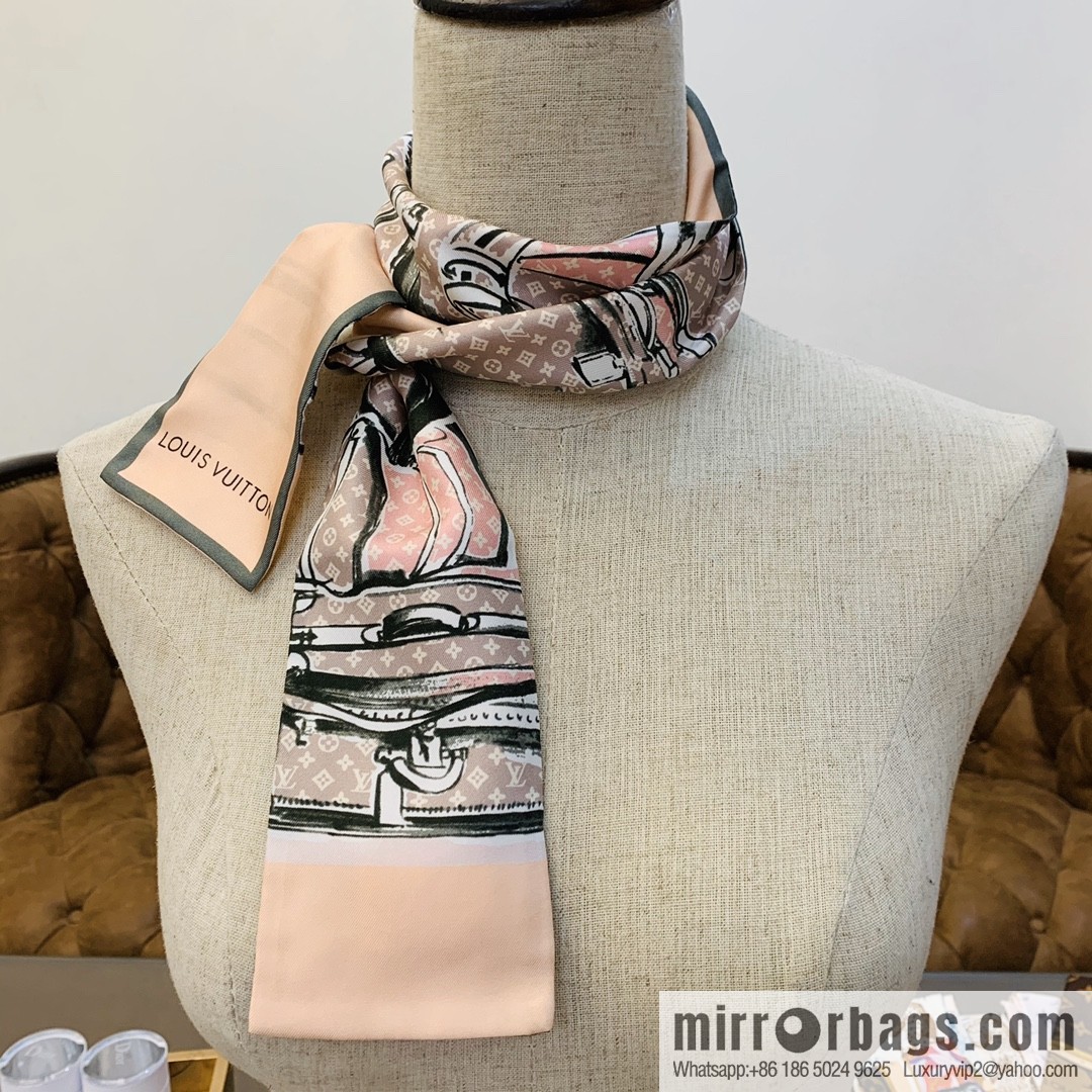LV Louis Vuitton silk twill TRUNKS headband M73965
