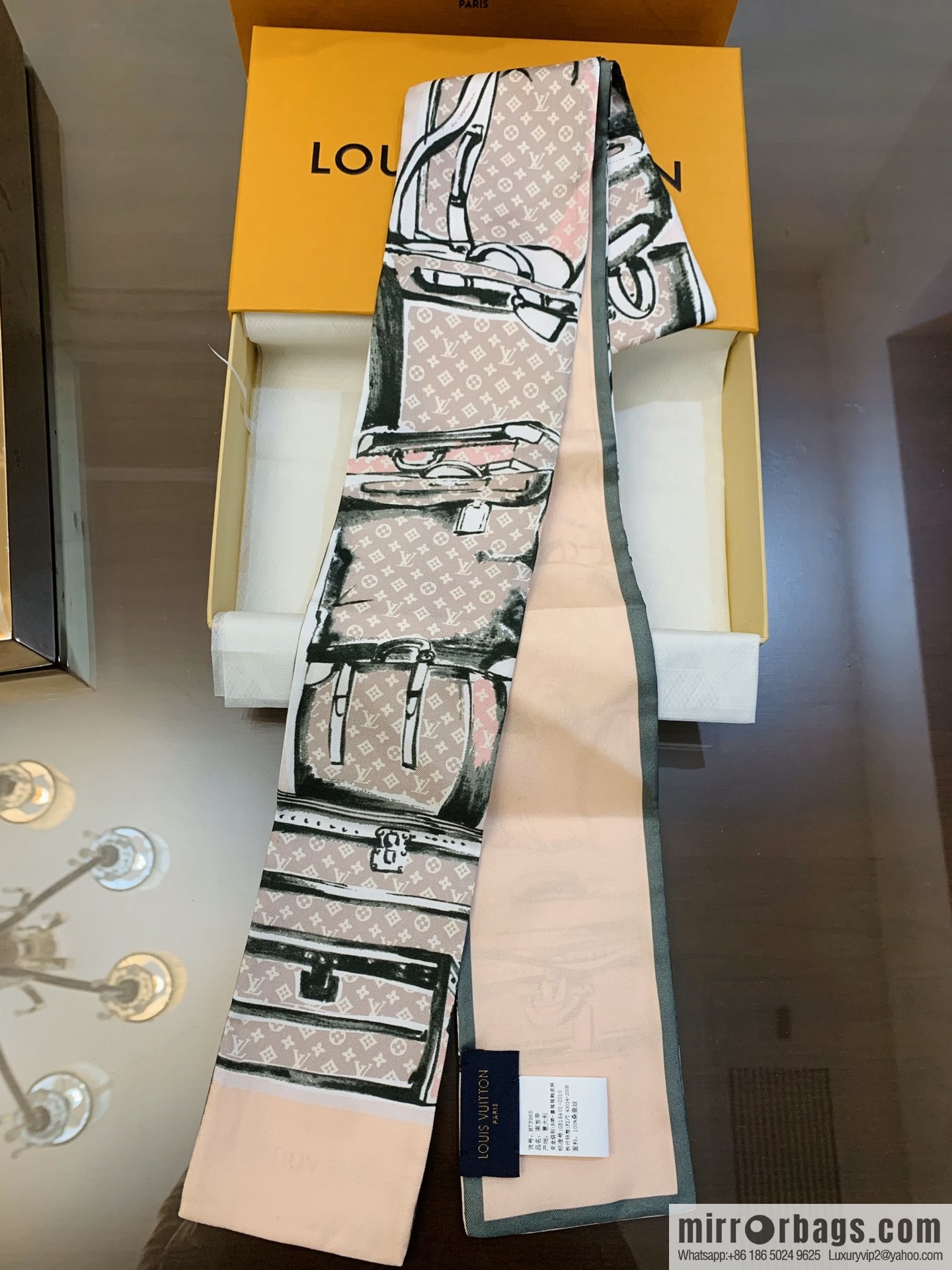 LV Louis Vuitton silk twill TRUNKS headband M73965