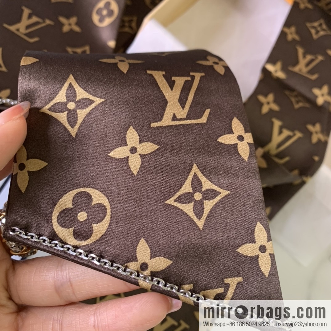 LV Louis Vuitton 100% Silk Satin Monogram Ribbon MP2592