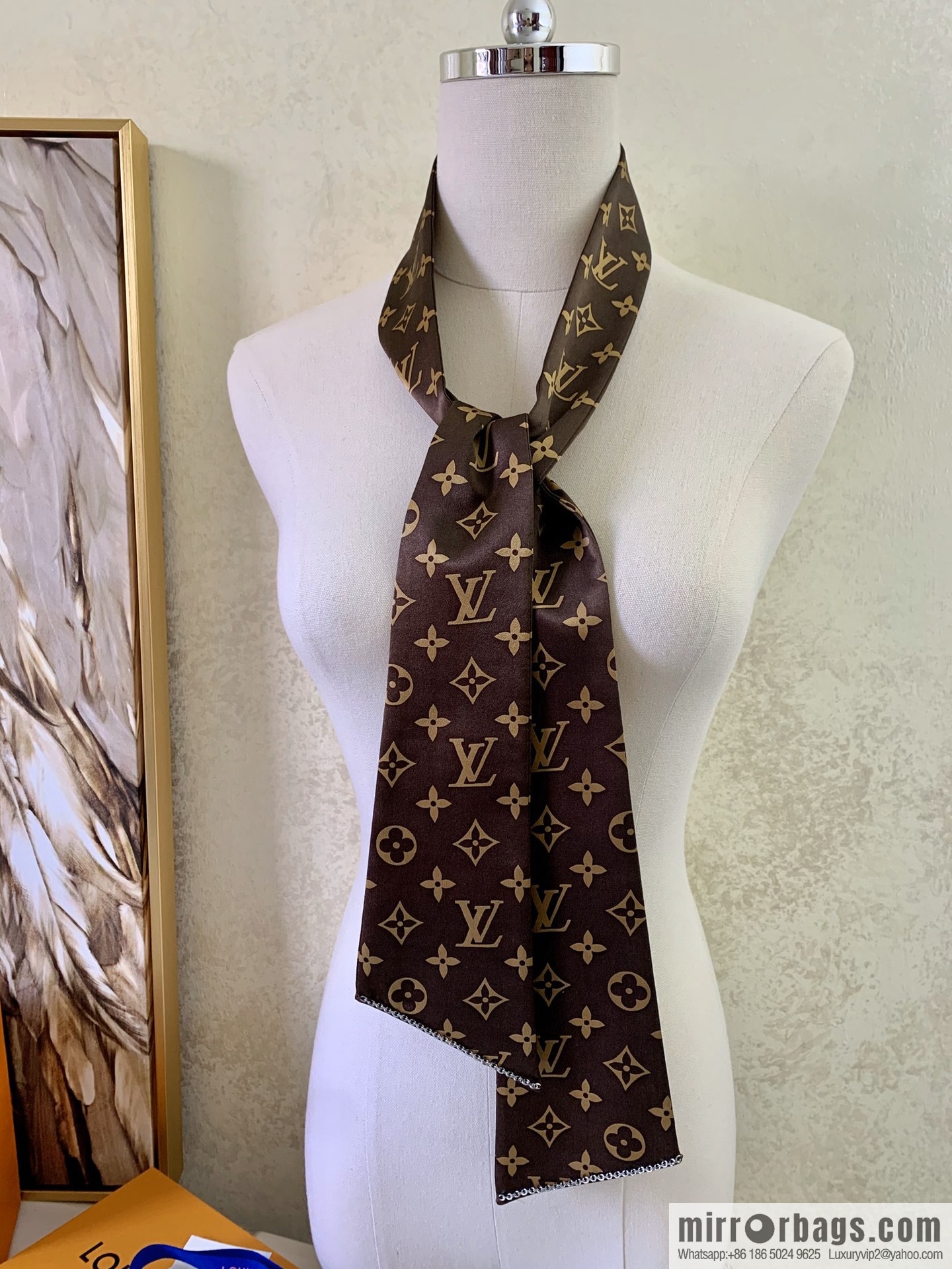LV Louis Vuitton 100% Silk Satin Monogram Ribbon MP2592