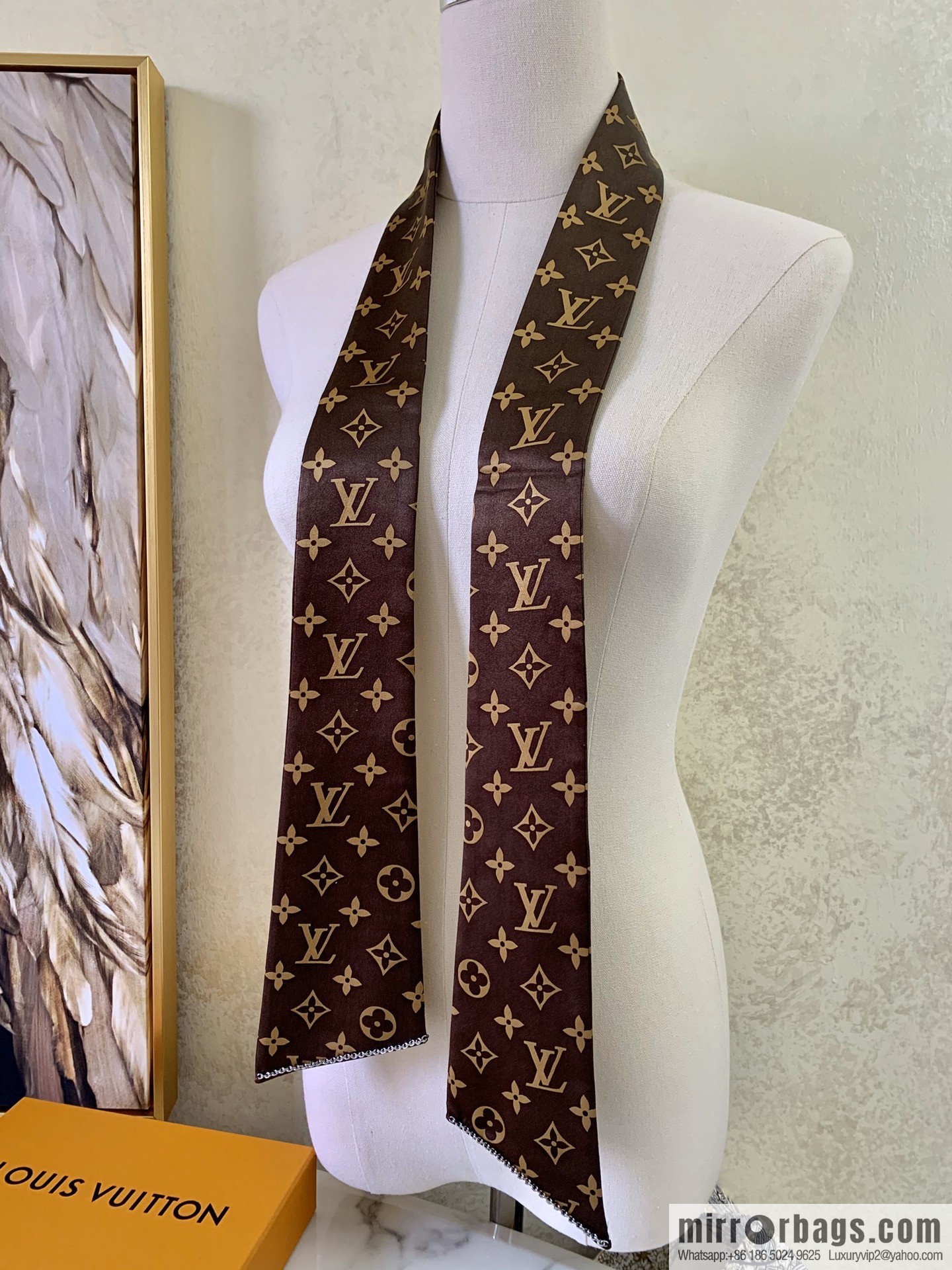LV Louis Vuitton 100% Silk Satin Monogram Ribbon MP2592