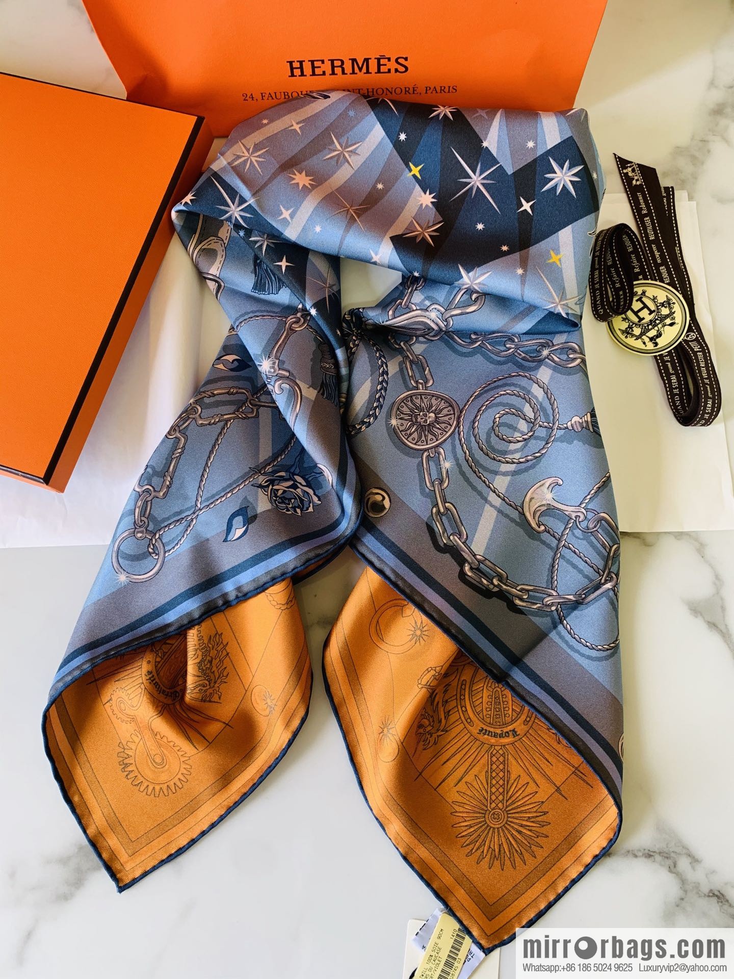 Hermes Hermes Skull Knight c'est la fete Double Sided Silk Scarf