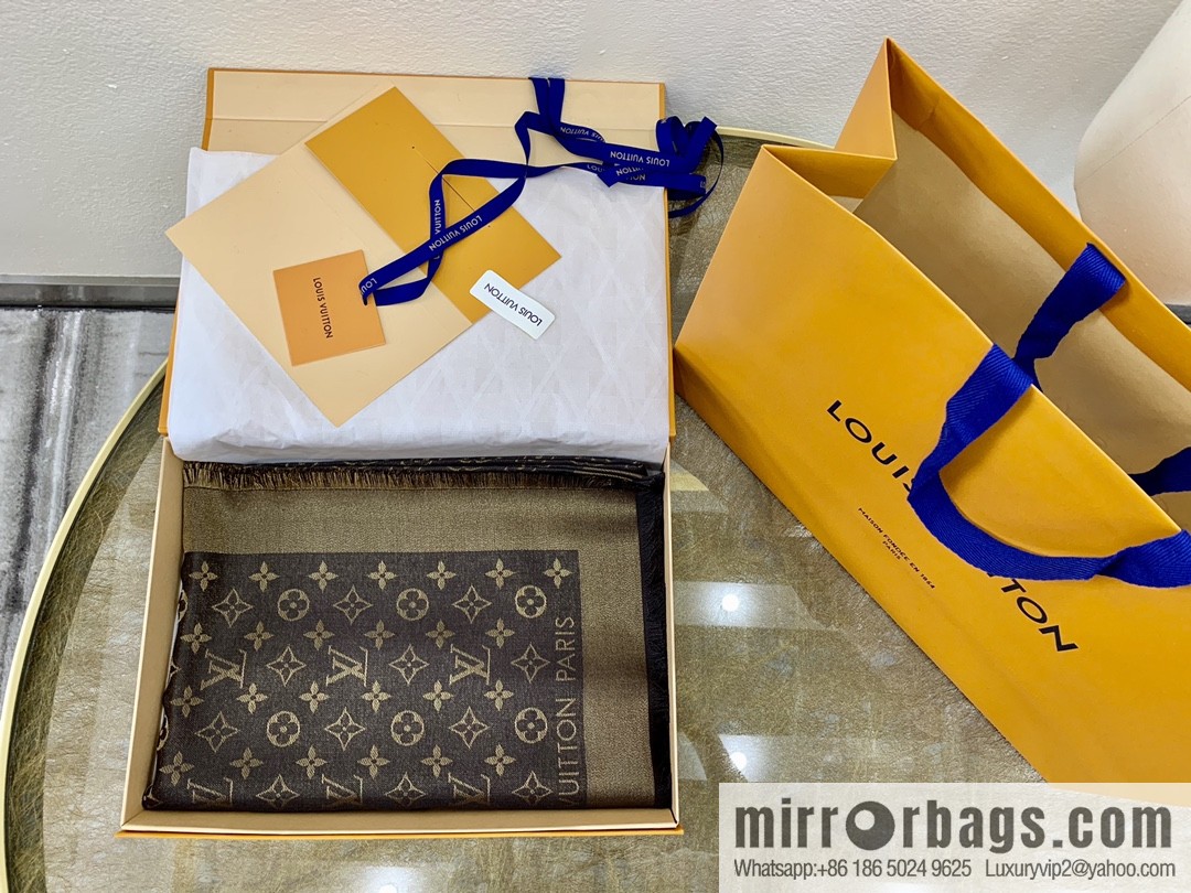 LV Louis Vuitton Shine Monogram Dyed Yarn Wire Blended Shawl M75122 M70805 M75120 M75121 M75123