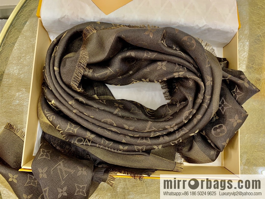 LV Louis Vuitton Shine Monogram Dyed Yarn Wire Blended Shawl M75122 M70805 M75120 M75121 M75123