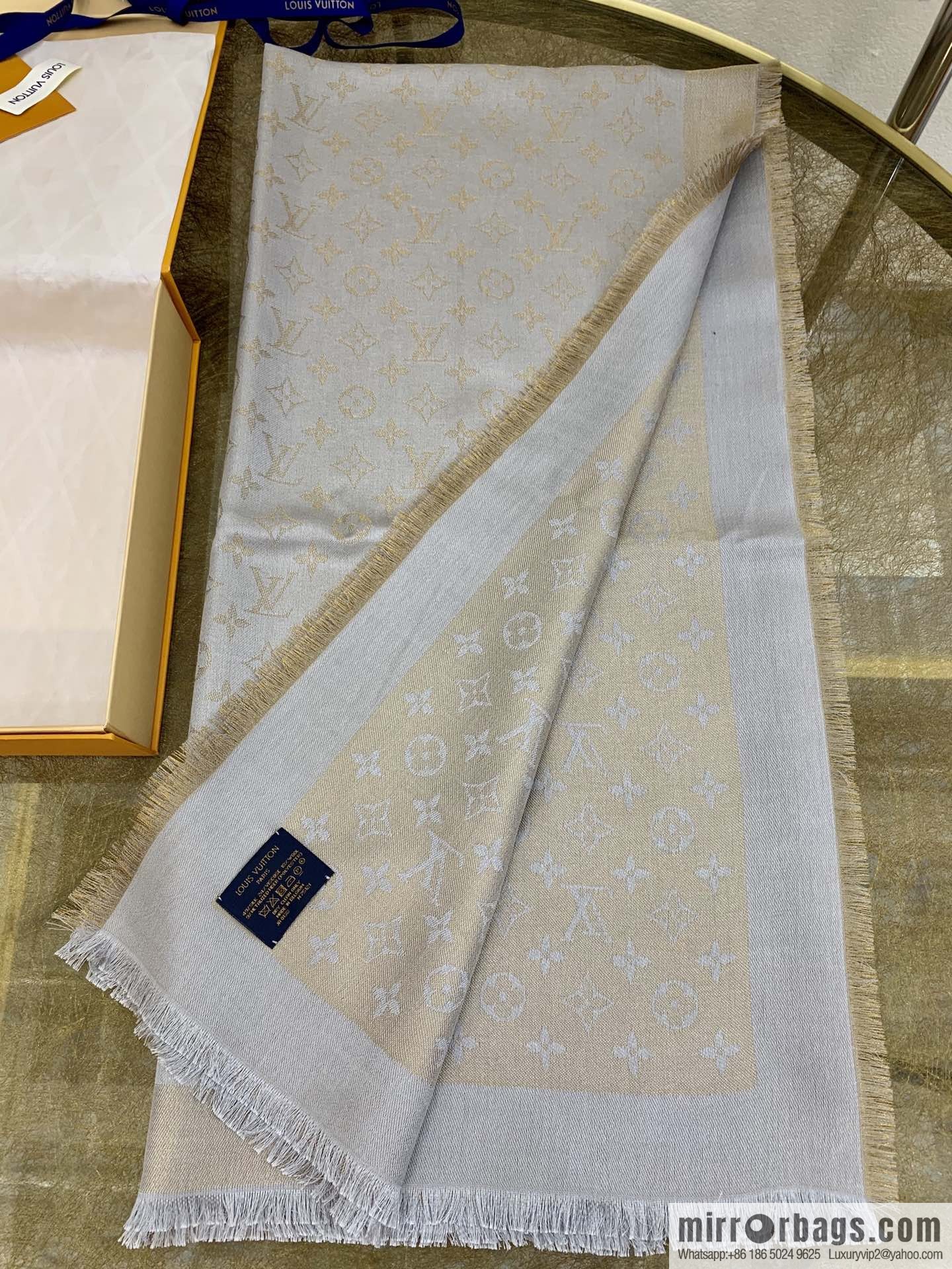 LV Louis Vuitton Shine Monogram Dyed Yarn Wire Blended Shawl M75122 M70805 M75120 M75121 M75123