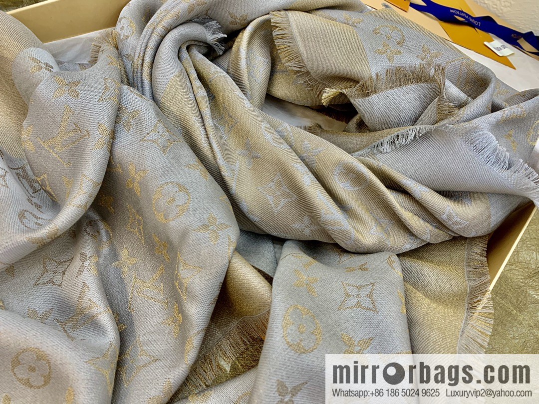 LV Louis Vuitton Shine Monogram Dyed Yarn Wire Blended Shawl M75122 M70805 M75120 M75121 M75123