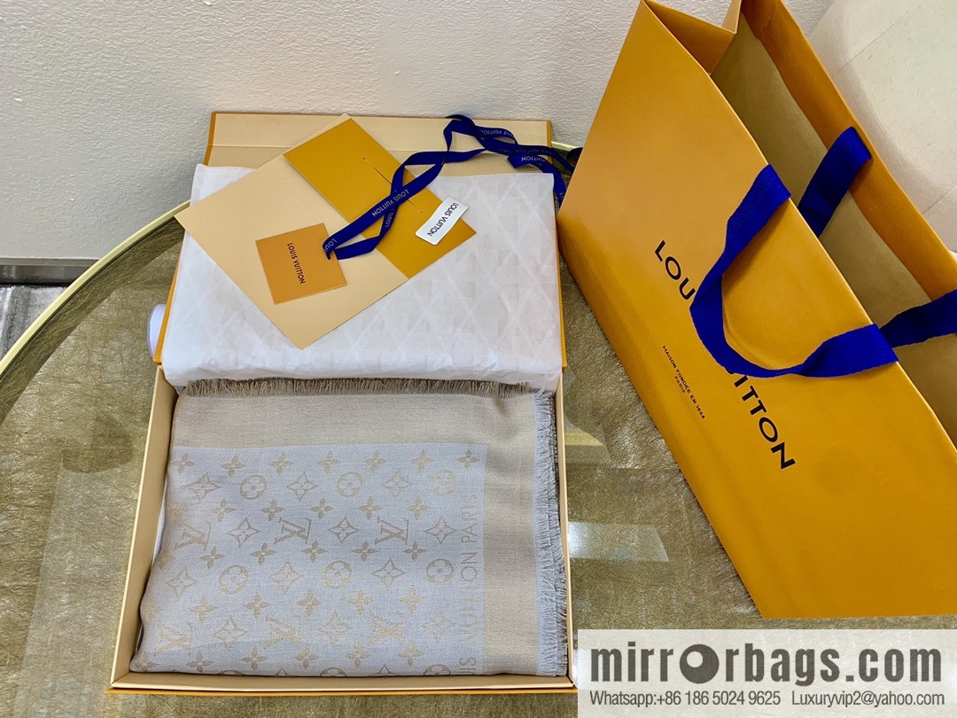 LV Louis Vuitton Shine Monogram Dyed Yarn Wire Blended Shawl M75122 M70805 M75120 M75121 M75123