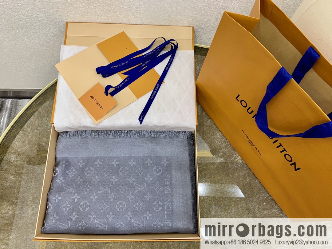 LV Louis Vuitton Shine Monogram Dyed Yarn Wire Blended Shawl M75122 M70805 M75120 M75121 M75123