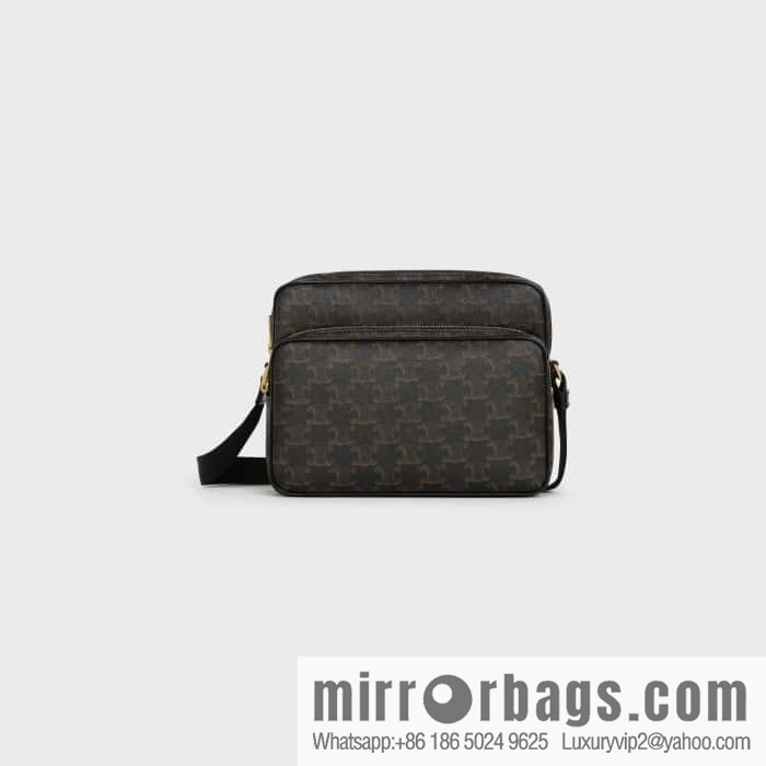 CELINE TRIOMPHE canvas and calfskin large pocket messenger bag 190822
