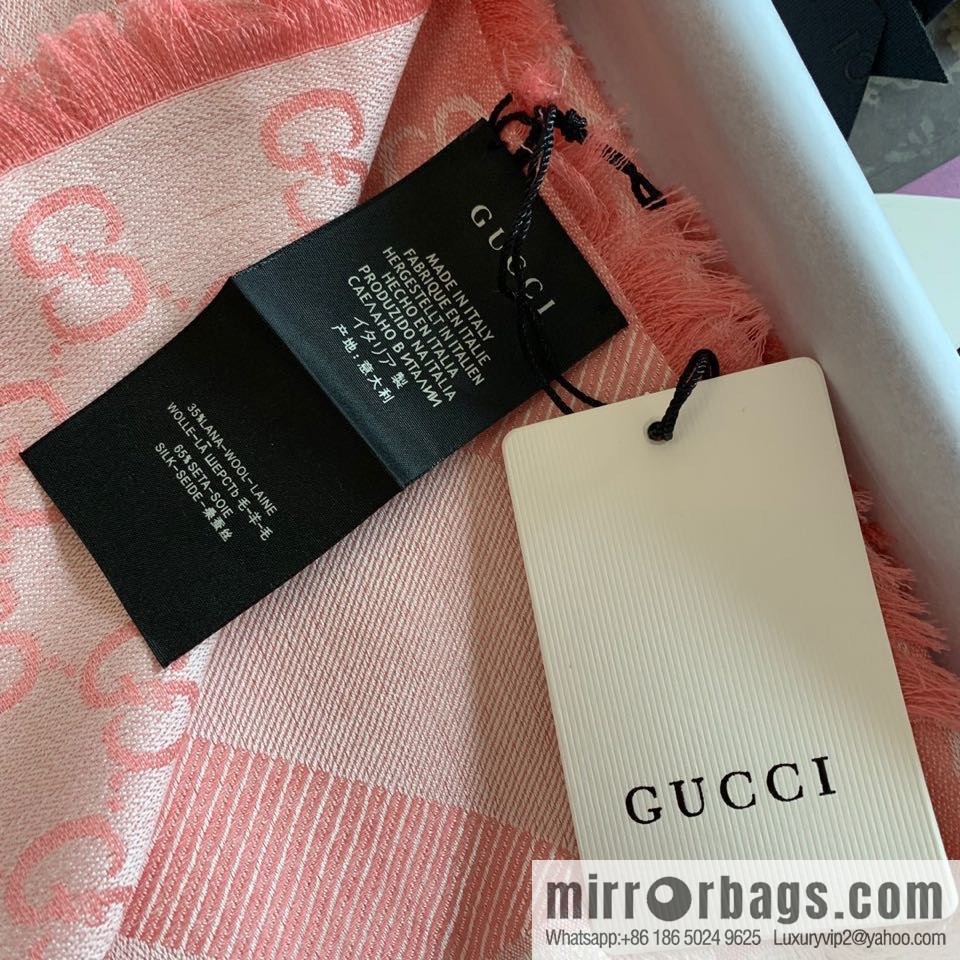 GUCCI Gucci letter pattern 100% silk wool scarf