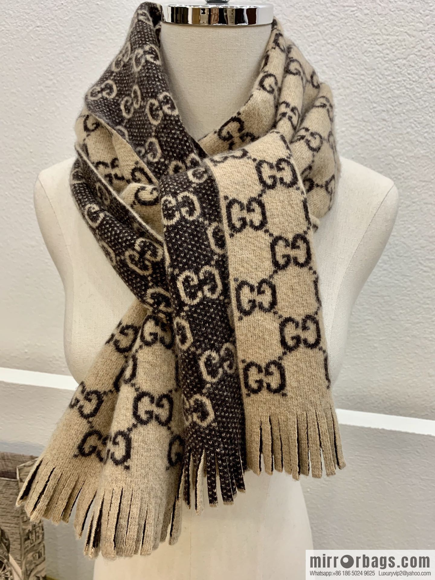 GUCCI Gucci double G letter interwoven pattern wool towel 600947
