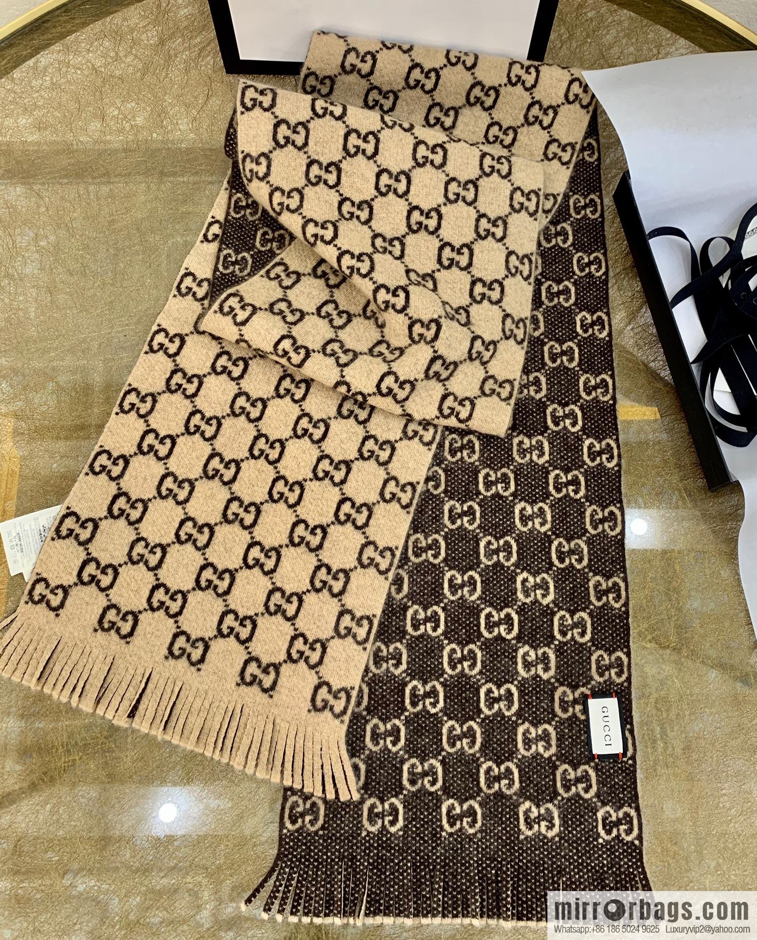 GUCCI Gucci double G letter interwoven pattern wool towel 600947