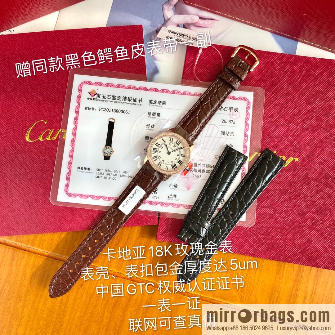 Spot Ronde de cartier (Cartier London) top version ring inlaid with 54 vs1.2 real diamonds imported American crocodile leather