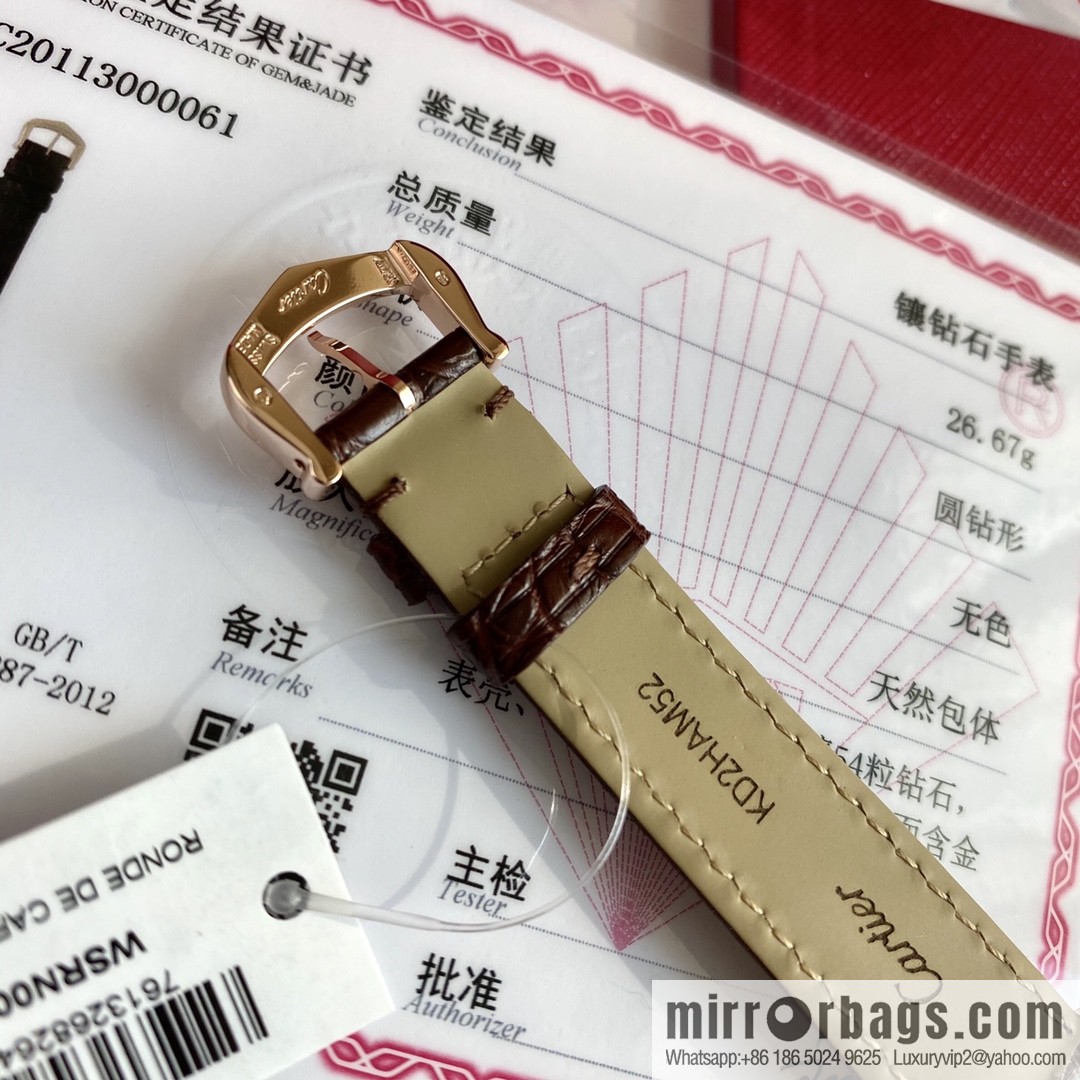 Spot Ronde de cartier (Cartier London) top version ring inlaid with 54 vs1.2 real diamonds imported American crocodile leather