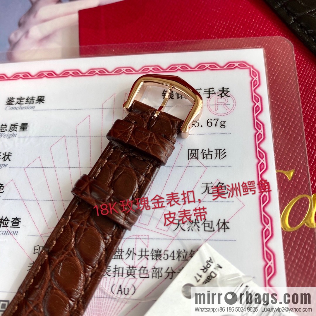 Spot Ronde de cartier (Cartier London) top version ring inlaid with 54 vs1.2 real diamonds imported American crocodile leather