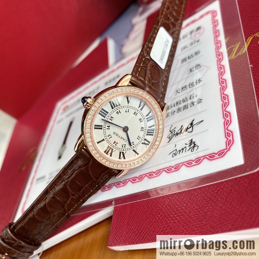 Spot Ronde de cartier (Cartier London) top version ring inlaid with 54 vs1.2 real diamonds imported American crocodile leather