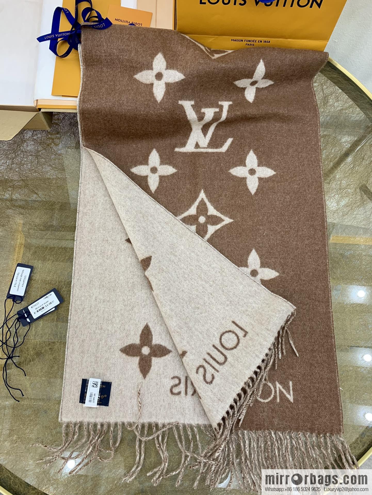 LV Louis Vuitton fringed trim 100% cashmere Reykjavik scarf M75704 #M75505 #M71040 #M71041 #M76637 #M76067