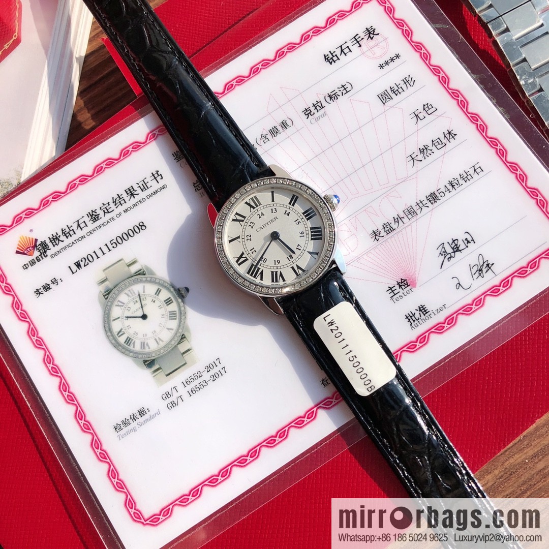 Spot Ronde de cartier (Cartier London) top version ring inlaid with 54 vs1.2 real diamonds imported American crocodile leather