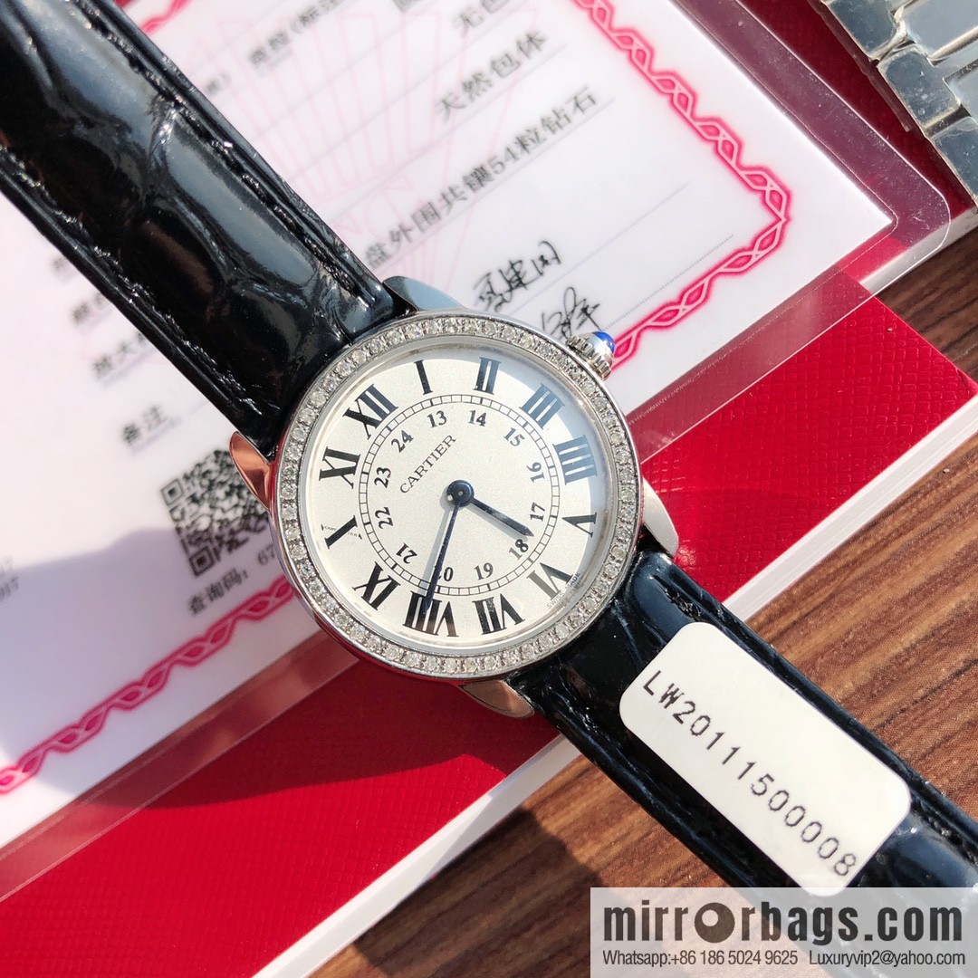 Spot Ronde de cartier (Cartier London) top version ring inlaid with 54 vs1.2 real diamonds imported American crocodile leather