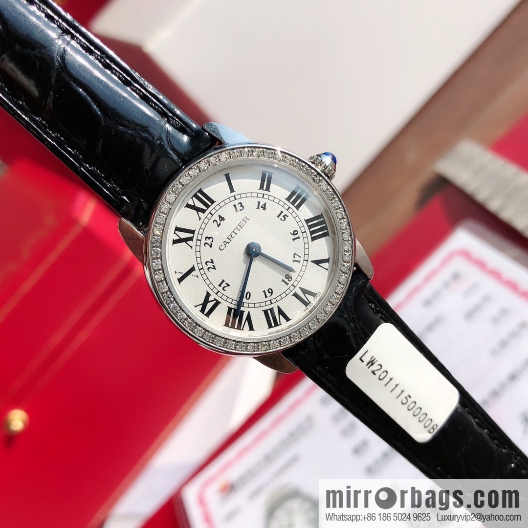 Spot Ronde de cartier (Cartier London) top version ring inlaid with 54 vs1.2 real diamonds imported American crocodile leather