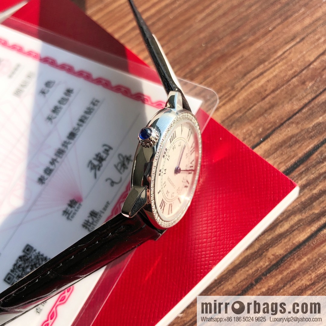 Spot Ronde de cartier (Cartier London) top version ring inlaid with 54 vs1.2 real diamonds imported American crocodile leather