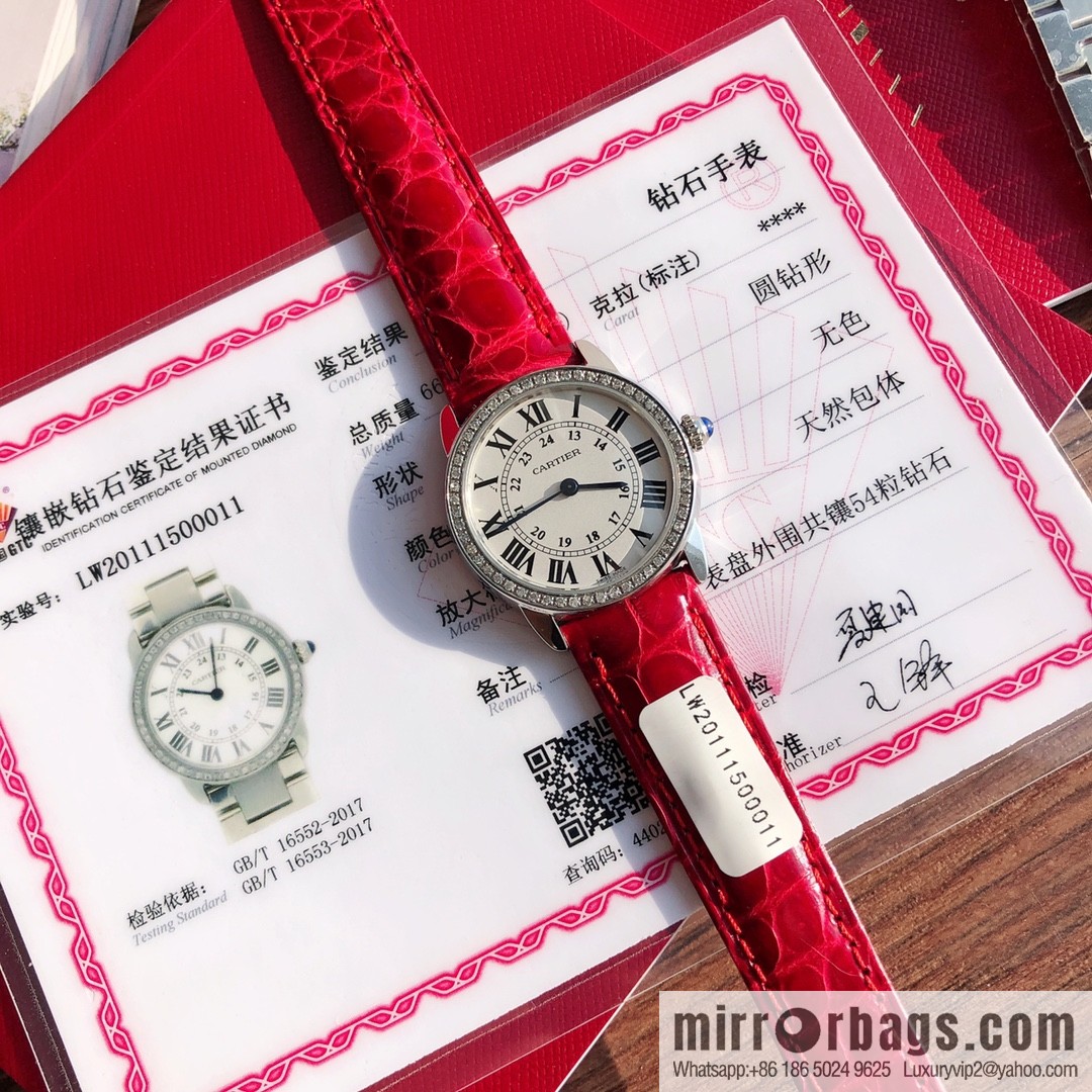 Spot Ronde de cartier (Cartier London) top version ring inlaid with 54 vs1.2 real diamonds imported American crocodile leather