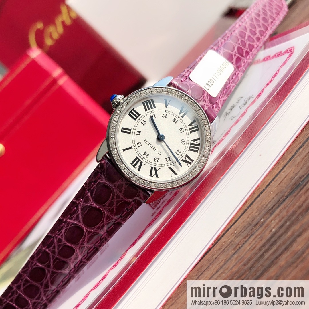 Spot Ronde de cartier (Cartier London) top version ring inlaid with 54 vs1.2 real diamonds imported American crocodile leather
