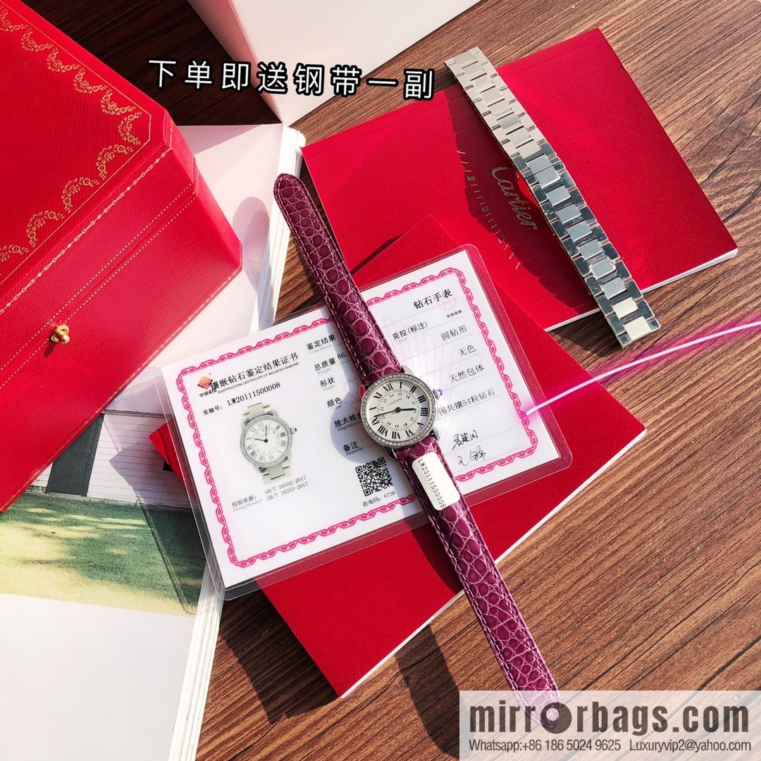 Spot Ronde de cartier (Cartier London) top version ring inlaid with 54 vs1.2 real diamonds imported American crocodile leather