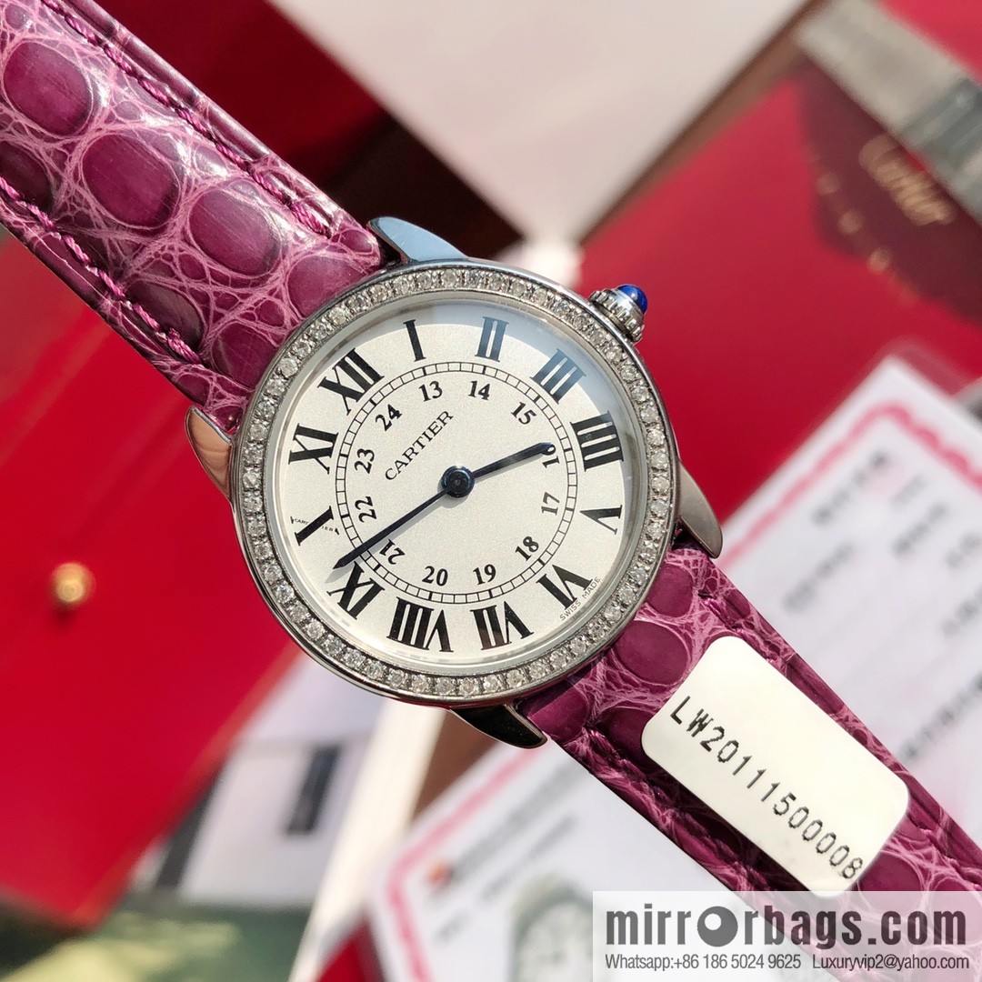 Spot Ronde de cartier (Cartier London) top version ring inlaid with 54 vs1.2 real diamonds imported American crocodile leather
