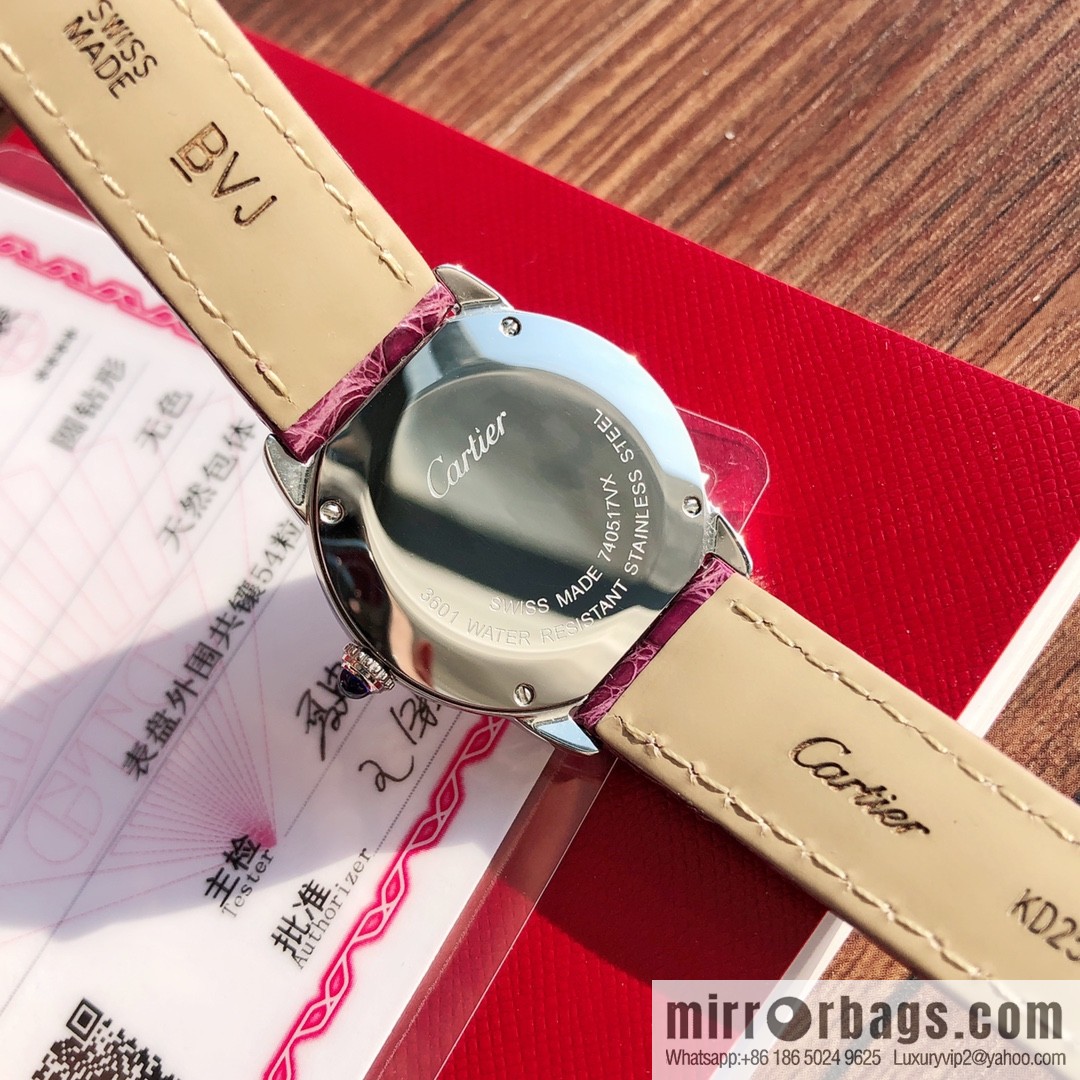 Spot Ronde de cartier (Cartier London) top version ring inlaid with 54 vs1.2 real diamonds imported American crocodile leather
