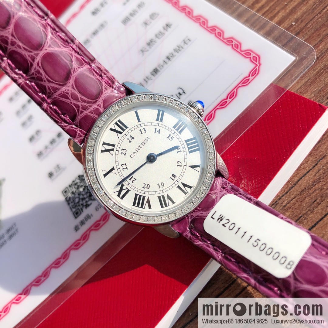Spot Ronde de cartier (Cartier London) top version ring inlaid with 54 vs1.2 real diamonds imported American crocodile leather