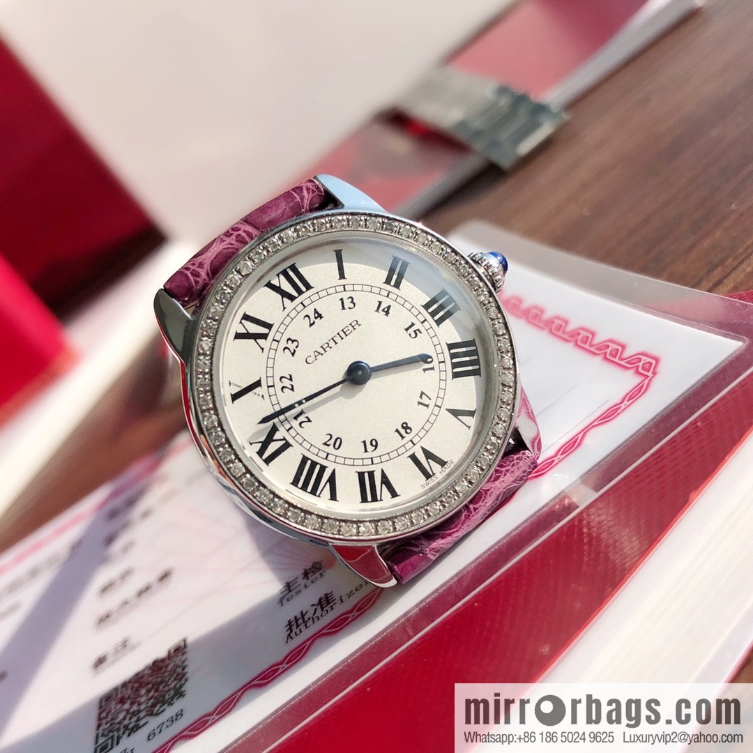 Spot Ronde de cartier (Cartier London) top version ring inlaid with 54 vs1.2 real diamonds imported American crocodile leather
