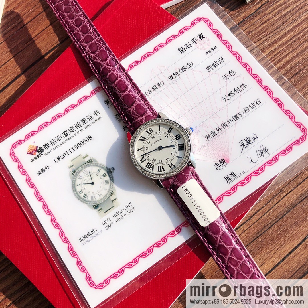 Spot Ronde de cartier (Cartier London) top version ring inlaid with 54 vs1.2 real diamonds imported American crocodile leather