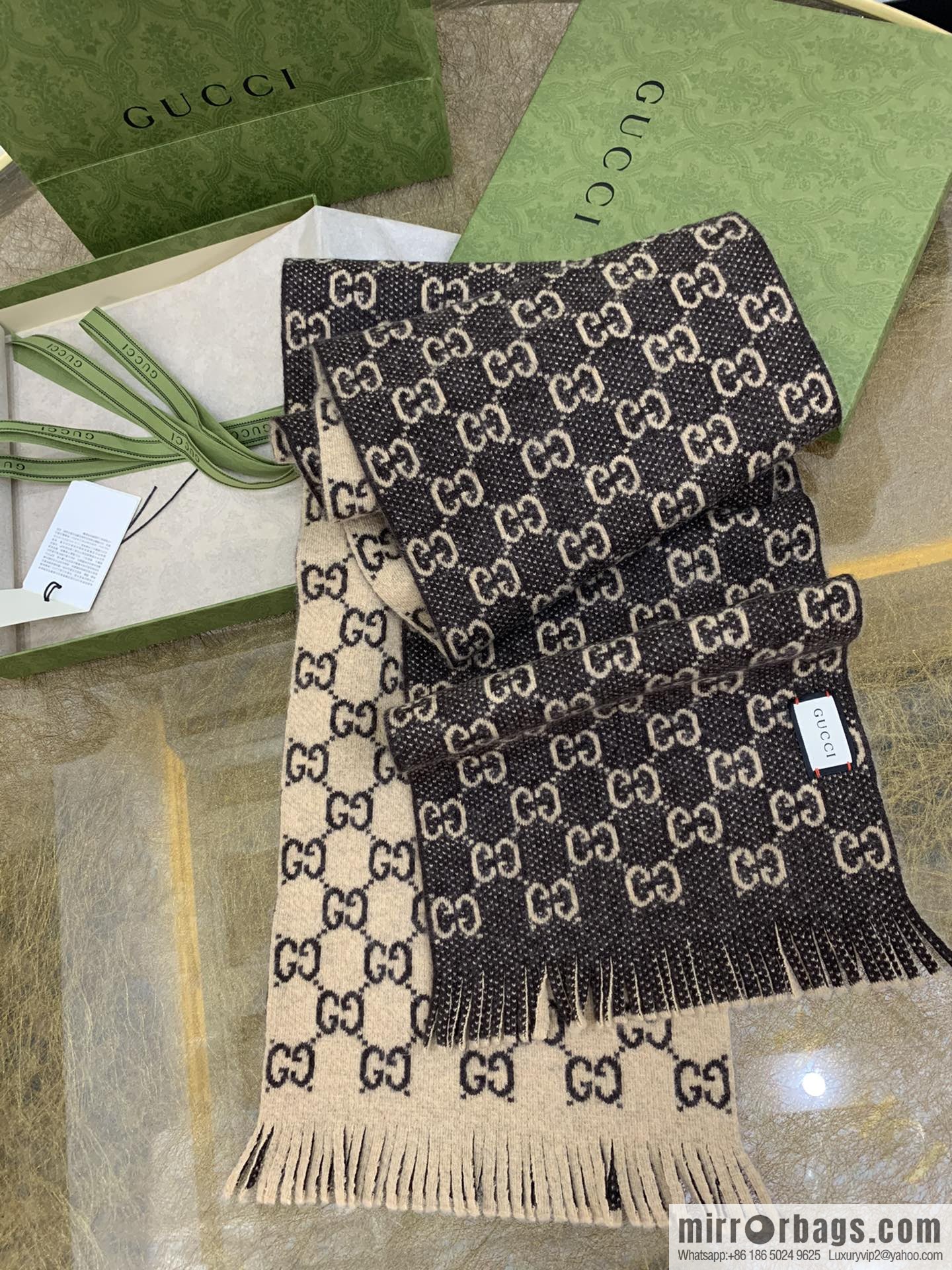 GUCCI Gucci double G letter interwoven pattern wool towel 600947