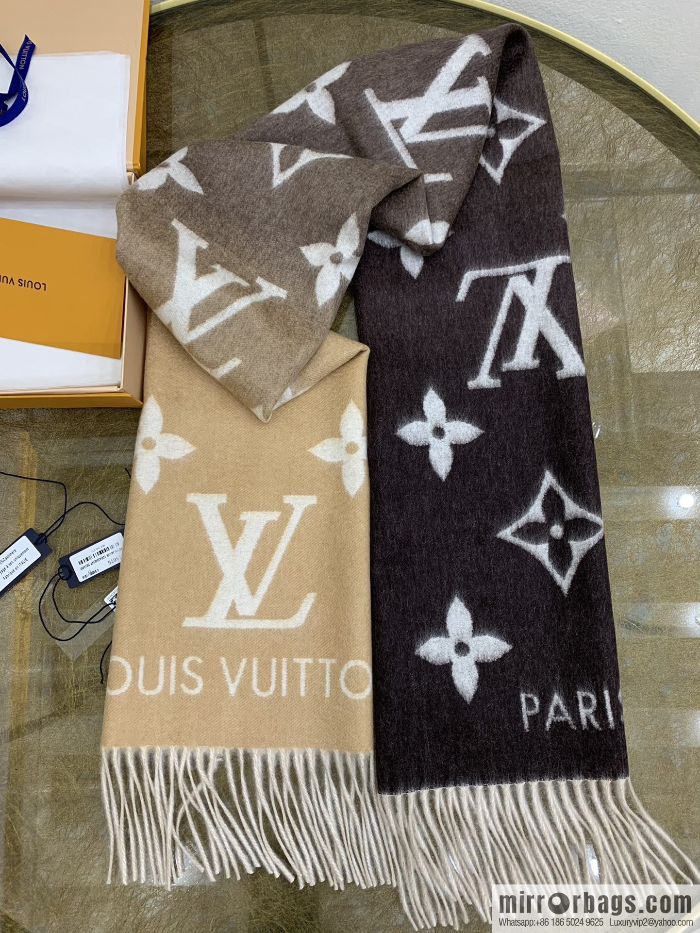 LV Louis Vuitton Pure Cashmere Reykjavik Gradient Scarf M70868 M70869 M73675