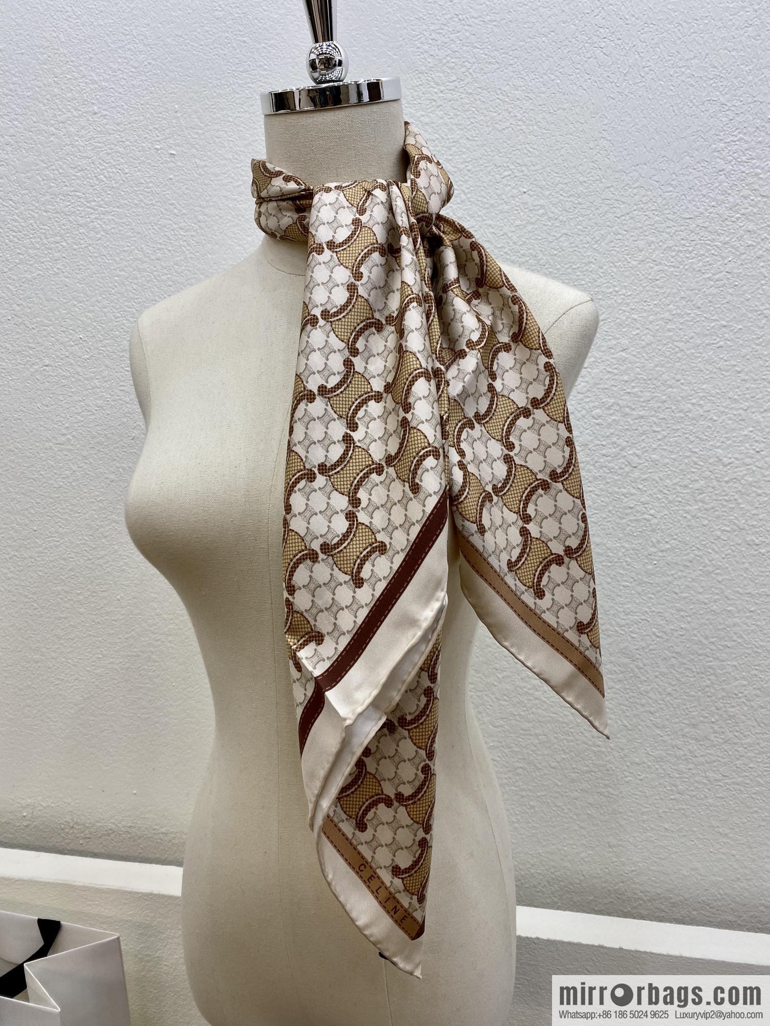 CELINE The essence of Celine Arc de Triomphe logo silk square scarf