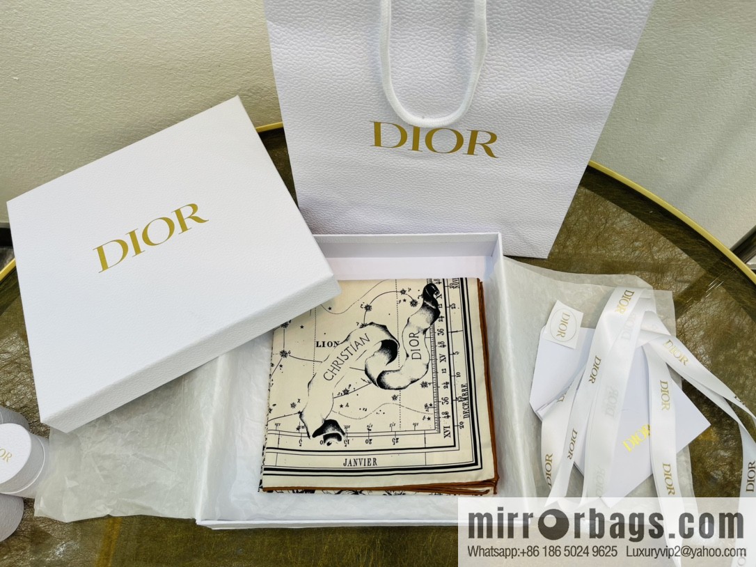 Dior Dior Constellation Pattern 100% Silk Zodiac Printed Square Towel