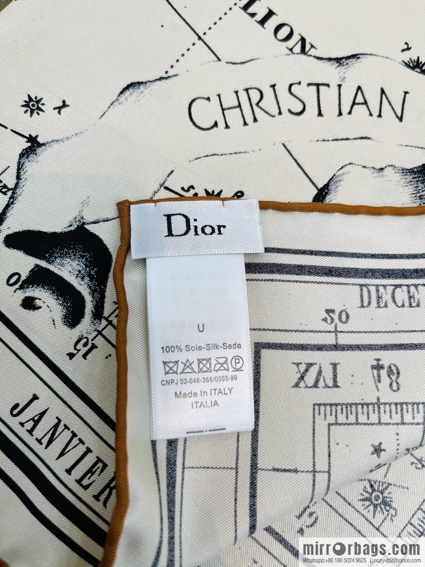 Dior Dior Constellation Pattern 100% Silk Zodiac Printed Square Towel
