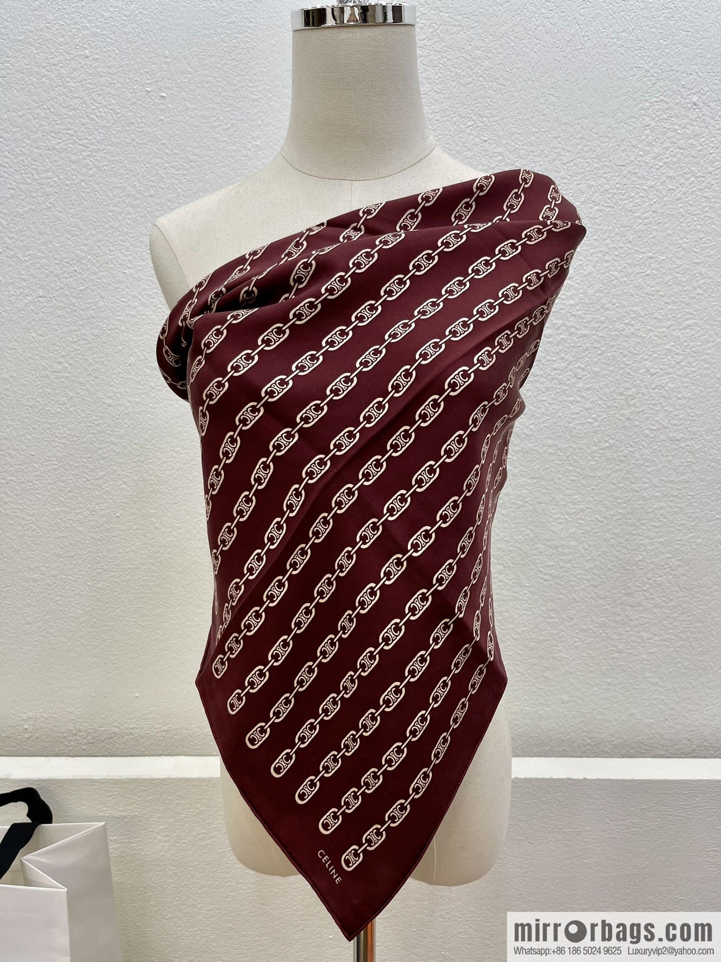 CELINE Celine Arc de Triomphe logo 100 silk scarf