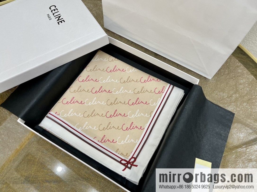 CELINE Celine Arc de Triomphe logo 100 silk scarf