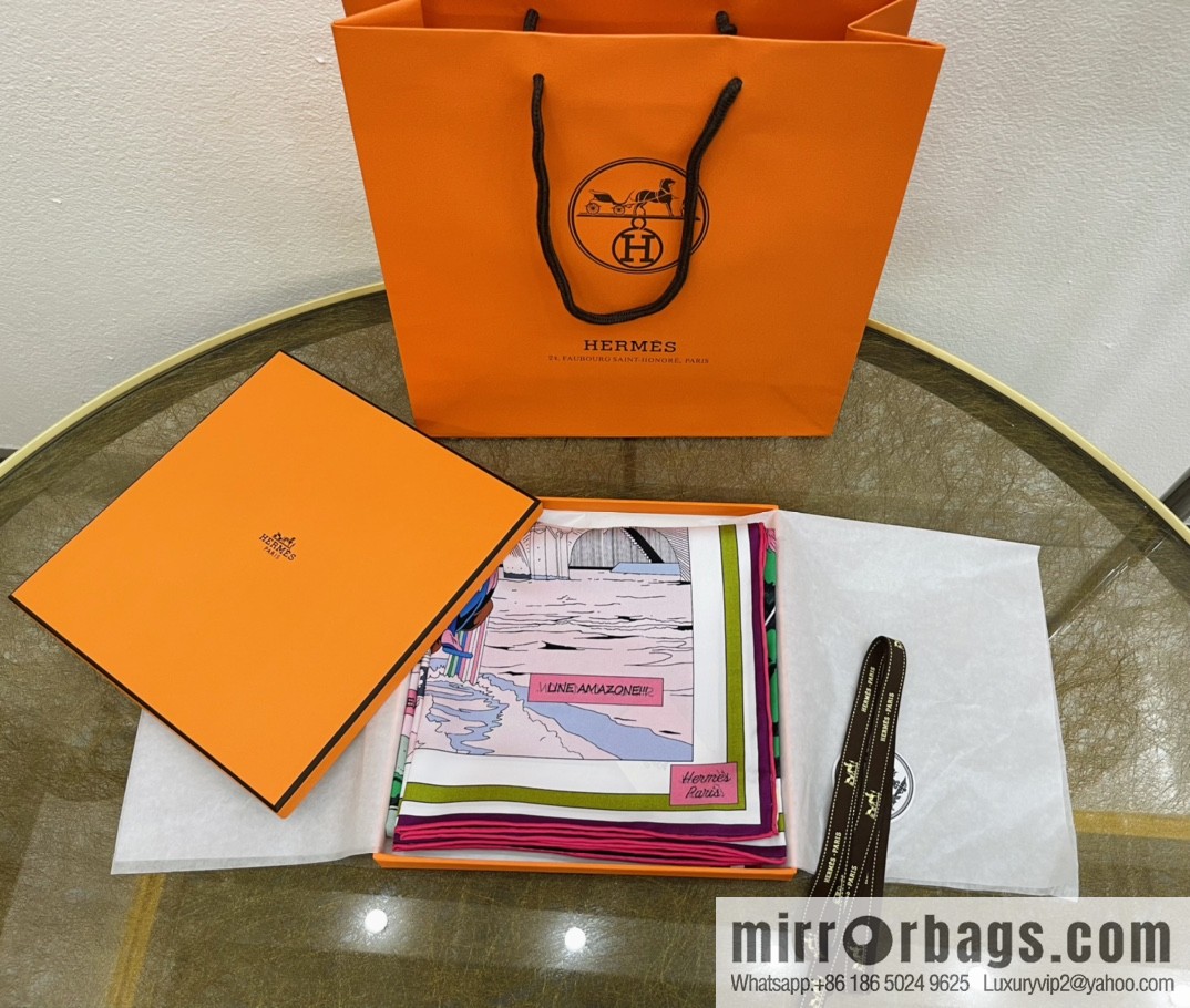 Hermes Double Sided 100% Silk Scarf